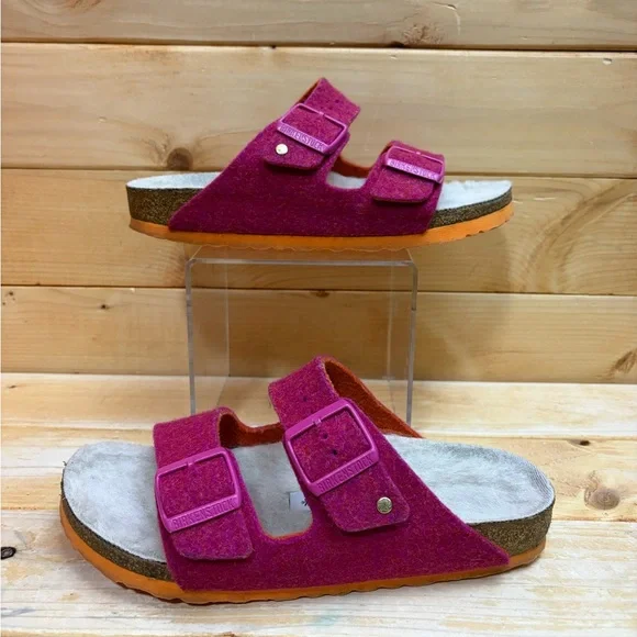 Birkenstock Arizona - Wool felt - shearling pink orange - Euro 37 - Picture 1 of 7